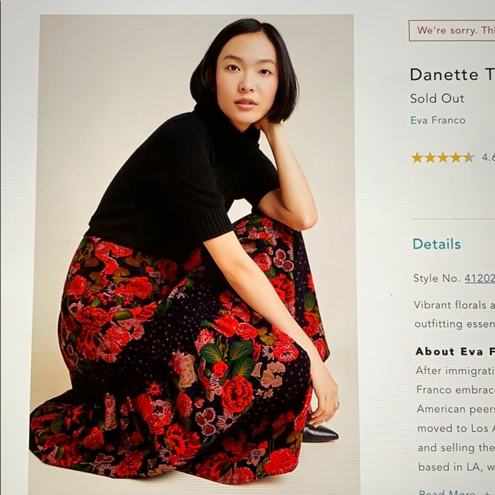 RESERVED - Anthropologie Eva Franco tiered skirt NWT 4